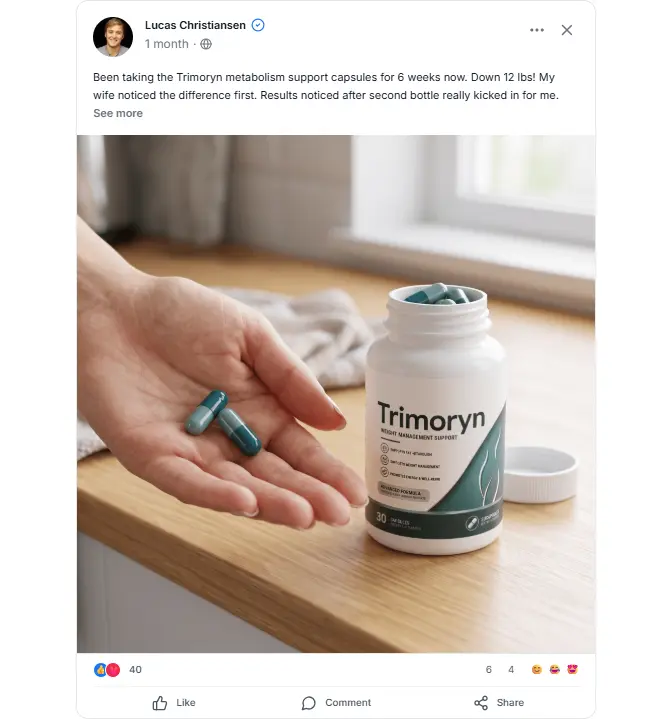 User review posted on social media highlighting weight loss